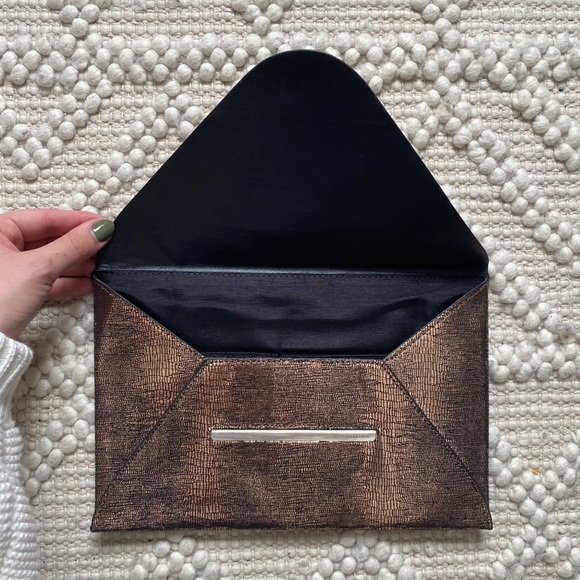 BCBG MAXAZRIA // Bronze Metallic Envelope Clutch - Picture 3 of 11